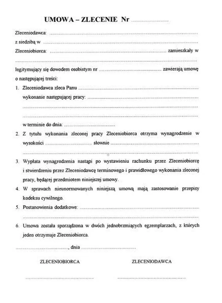 Najczęstsze błędy w umowie zlecenie