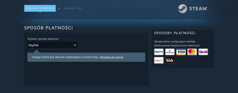 Przekazywanie pieniędzy na Steam