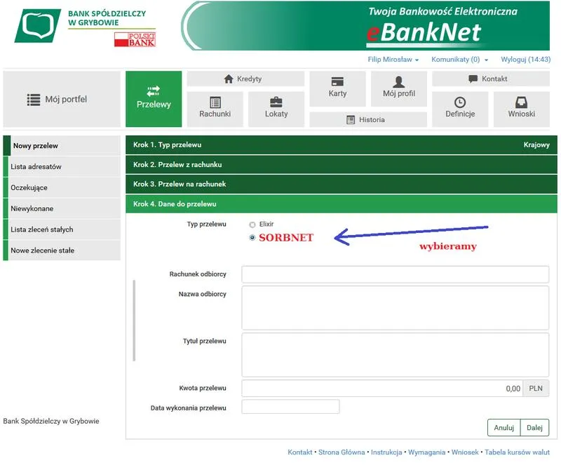 Przelew do odbiorcy