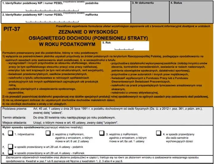 Składanie PIT-37 online