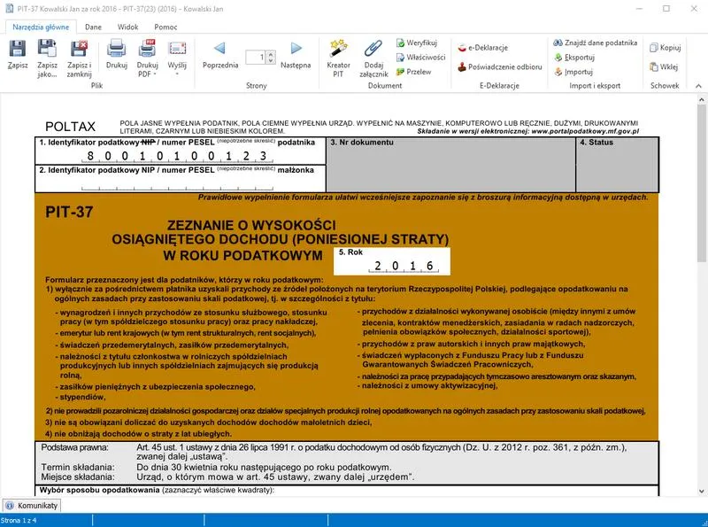 Ulgi podatkowe w PIT-37