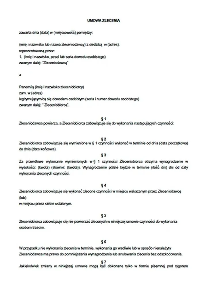 Umowa zlecenia brutto netto